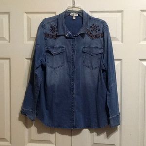 Denim embroidered shirt